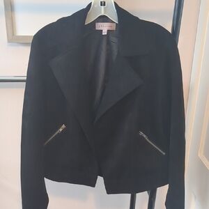 Philosophy Black Suede Moto Jacket with Zip Pockets